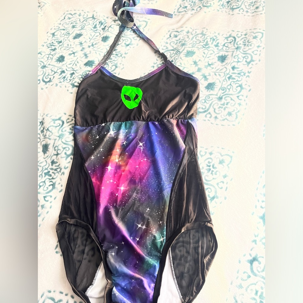 Alien galaxy sport swimsuit bodysuit leotard